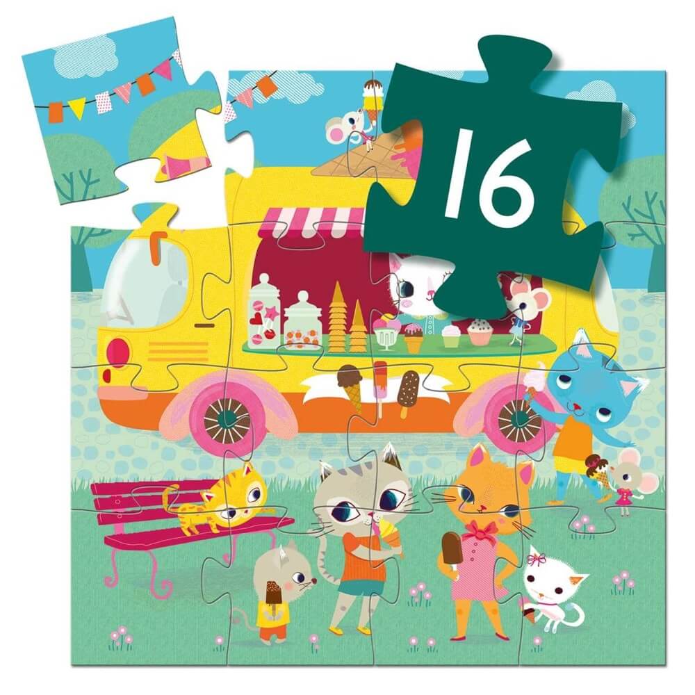 Casse - tête silhouette - Le camion de crème glacée (16 pcs) - Casse - têtes - Boutique LeoLudo - Djeco