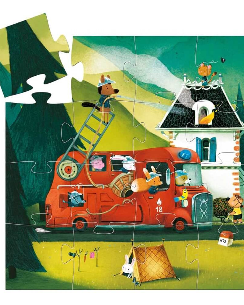 Casse - tête silhouette - Le camion de pompier (16 pcs) - Casse - têtes - Boutique LeoLudo - Djeco