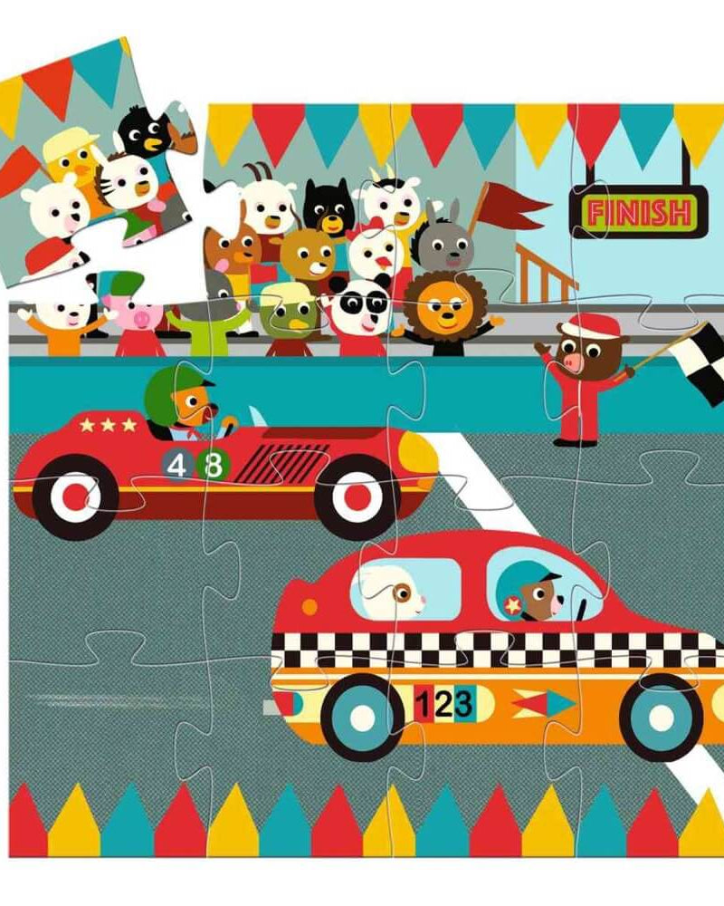 Casse - tête silhouette - Voiture de course (16 pcs) - Casse - têtes - Boutique LeoLudo - Djeco