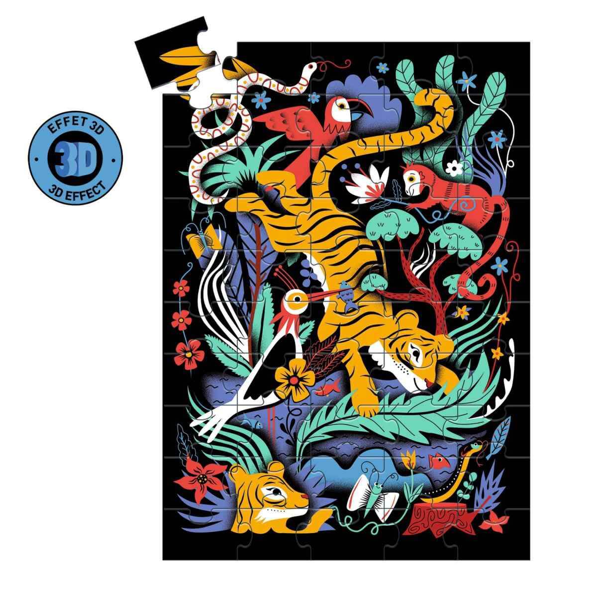 Casse-tête Wizzy 3D - Le saut du tigre (50 pcs)-Djeco-Boutique LeoLudo