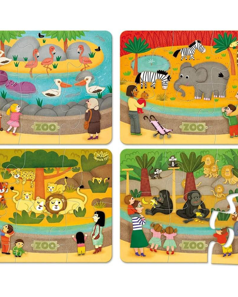 Casse - têtes en bois - Les animaux du zoo (4 x 6 pcs) - Casse - têtes - Boutique LeoLudo - Vilac