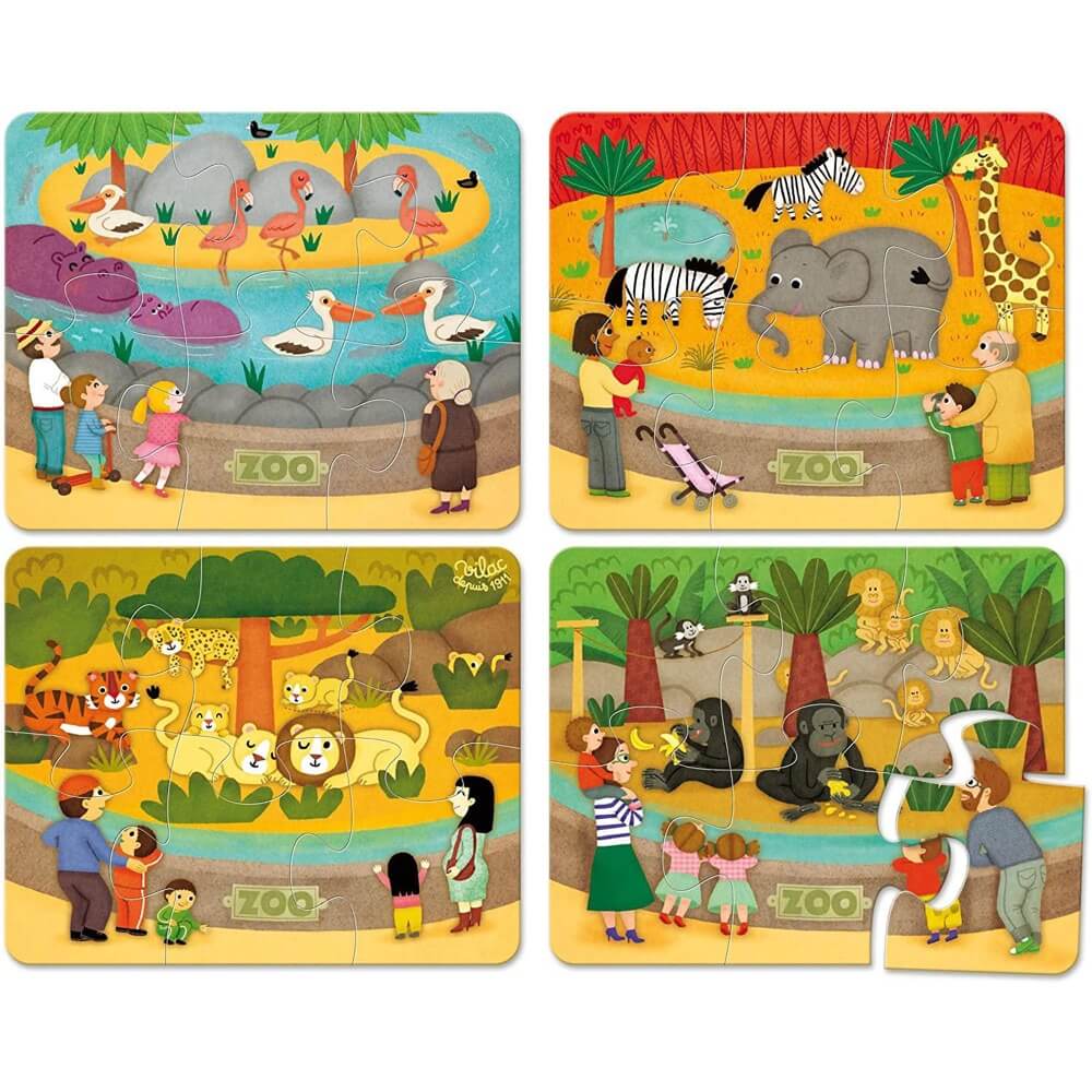 Casse - têtes en bois - Les animaux du zoo (4 x 6 pcs) - Casse - têtes - Boutique LeoLudo - Vilac
