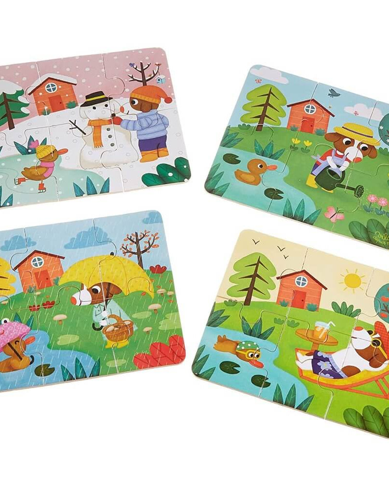 Casse - têtes évolutifs en bois - Les 4 saisons (4 x 6 mcx) - Casse - têtes - Boutique LeoLudo - Vilac