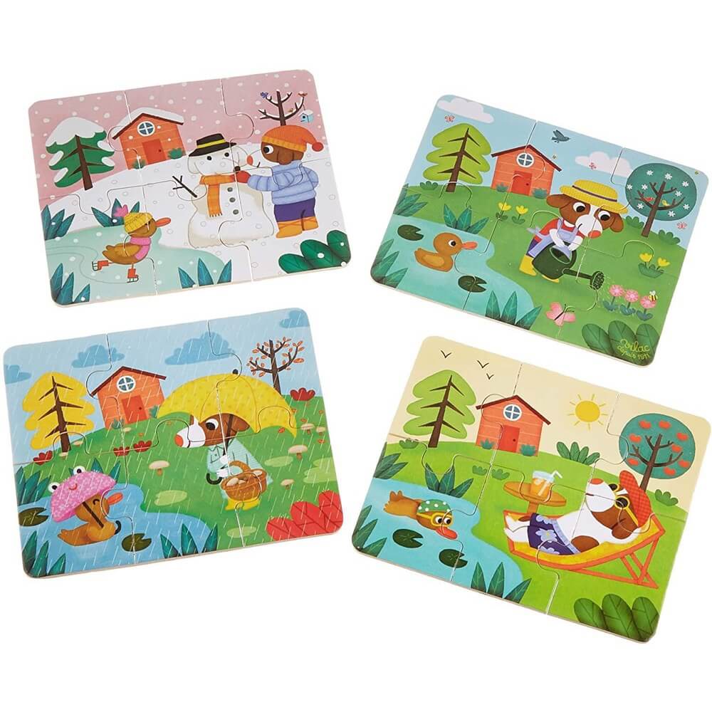 Casse - têtes évolutifs en bois - Les 4 saisons (4 x 6 mcx) - Casse - têtes - Boutique LeoLudo - Vilac