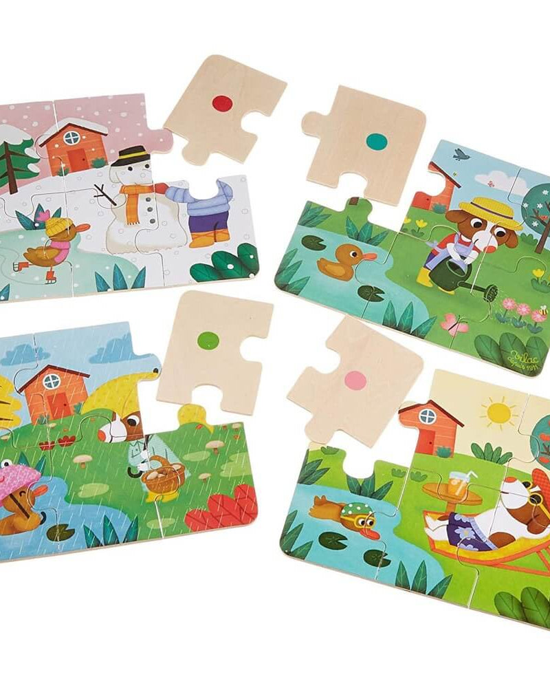 Casse - têtes évolutifs en bois - Les 4 saisons (4 x 6 mcx) - Casse - têtes - Boutique LeoLudo - Vilac