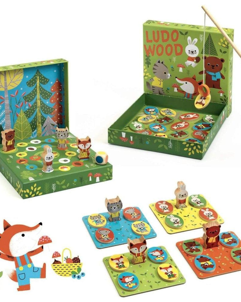 Coffret 4 jeux Ludo Wood - Jeux de société - Boutique LeoLudo - Djeco