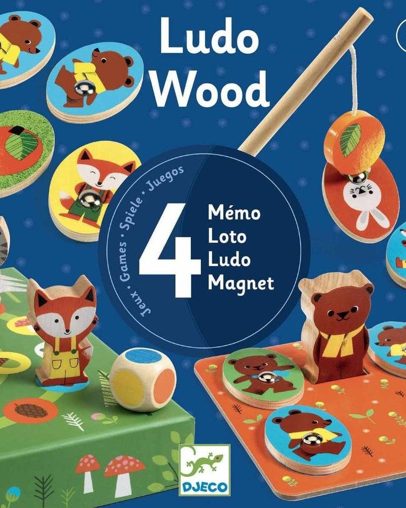 Coffret 4 jeux Ludo Wood - Jeux de société - Boutique LeoLudo - Djeco
