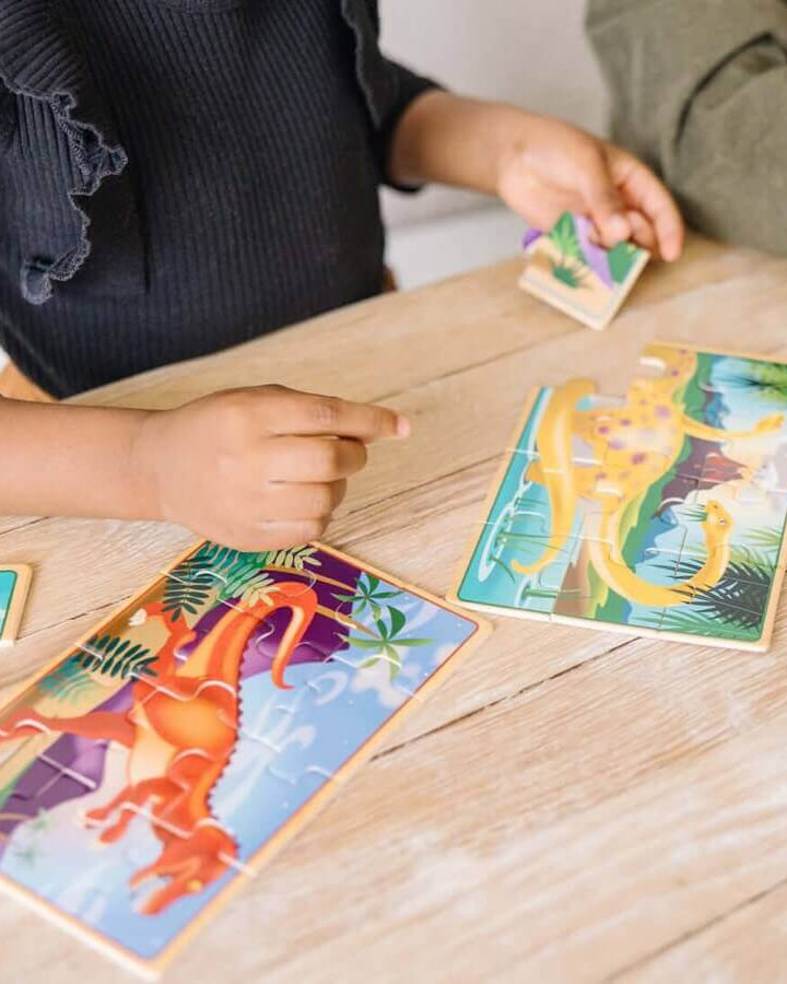 Coffret 4 puzzles en bois - Dinosaures (4 x 12 pcs) - Casse - têtes - Boutique LeoLudo - Melissa & Doug