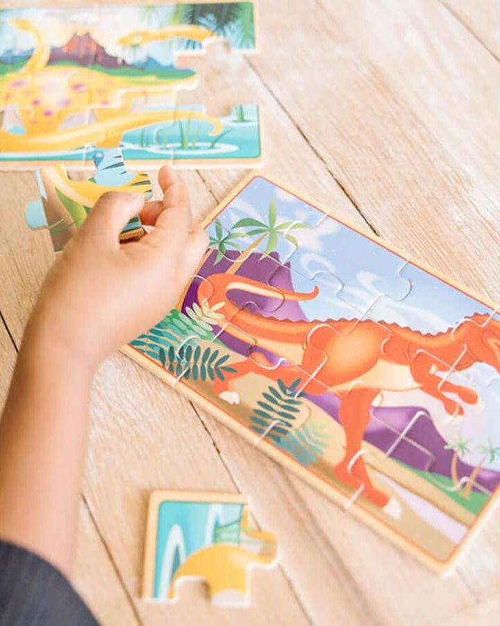 Coffret 4 puzzles en bois - Dinosaures (4 x 12 pcs) - Casse - têtes - Boutique LeoLudo - Melissa & Doug