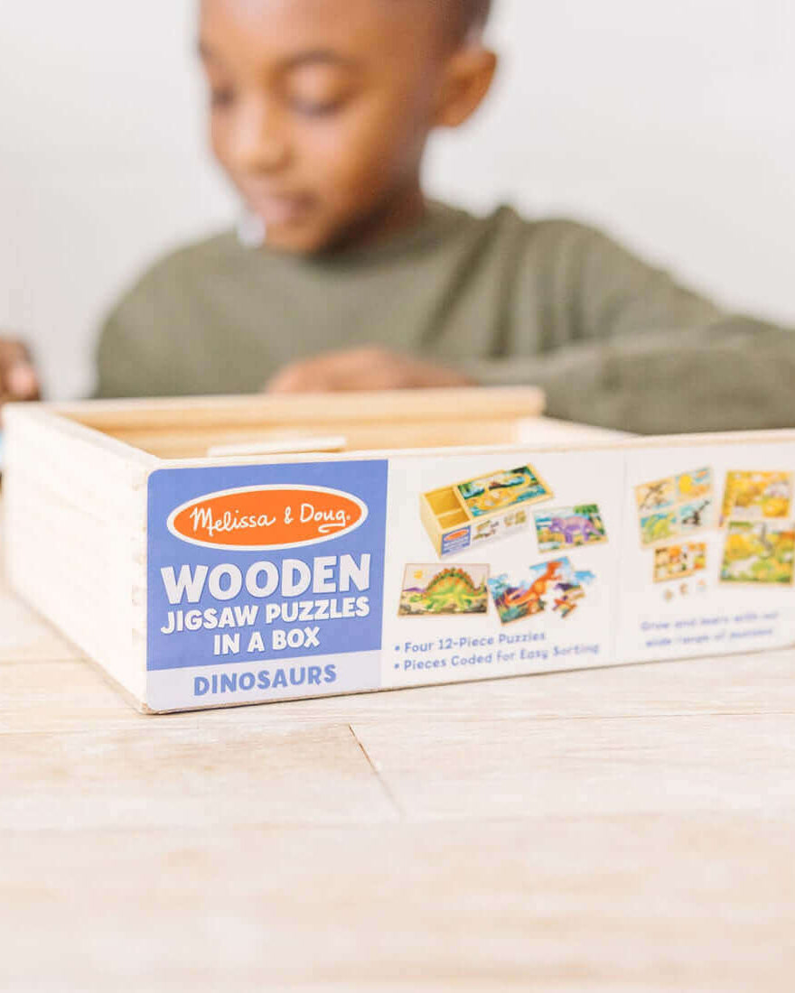 Coffret 4 puzzles en bois - Dinosaures (4 x 12 pcs) - Casse - têtes - Boutique LeoLudo - Melissa & Doug