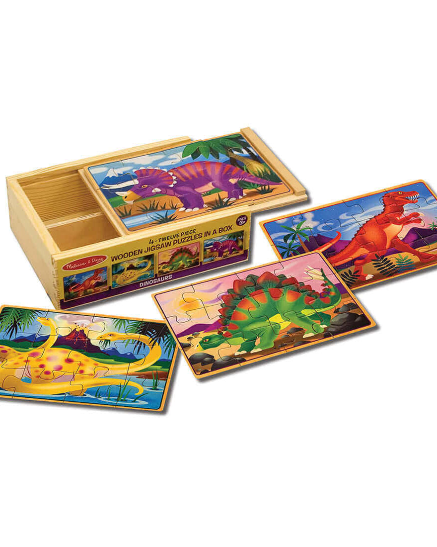 Coffret 4 puzzles en bois - Dinosaures (4 x 12 pcs) - Casse - têtes - Boutique LeoLudo - Melissa & Doug