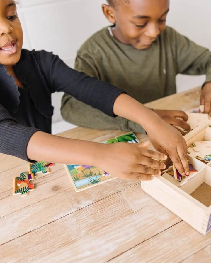 Coffret 4 puzzles en bois - Dinosaures (4 x 12 pcs) - Casse - têtes - Boutique LeoLudo - Melissa & Doug
