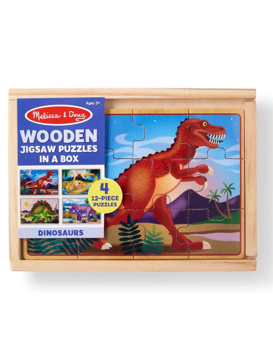 Coffret 4 puzzles en bois - Dinosaures (4 x 12 pcs) - Casse - têtes - Boutique LeoLudo - Melissa & Doug