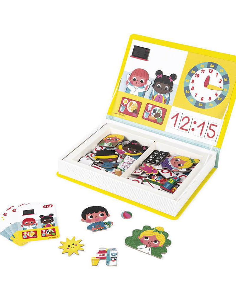 Coffret magnétique - J'apprends l'heure (75 mcx) - Jeux magnétiques - Boutique LeoLudo - Janod