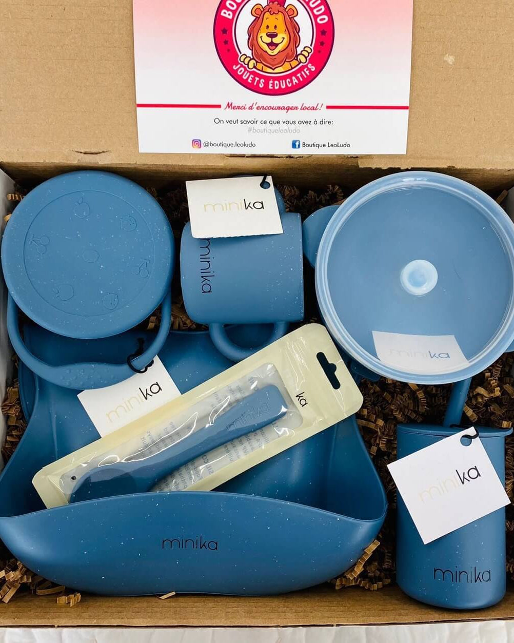 Coffret repas - Indigo - Ensembles cadeaux - Boutique LeoLudo - Minika