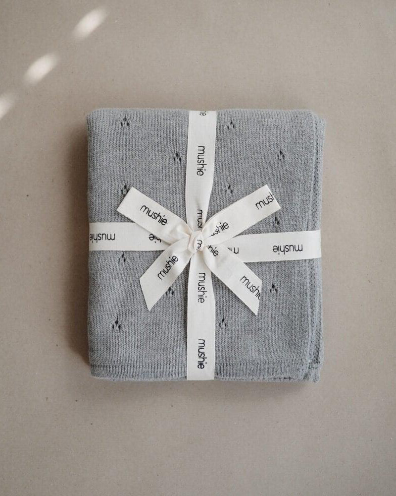 Couverture de bébé en pointelle tricotée - Gris mélange - Couvertures - Boutique LeoLudo - Mushie