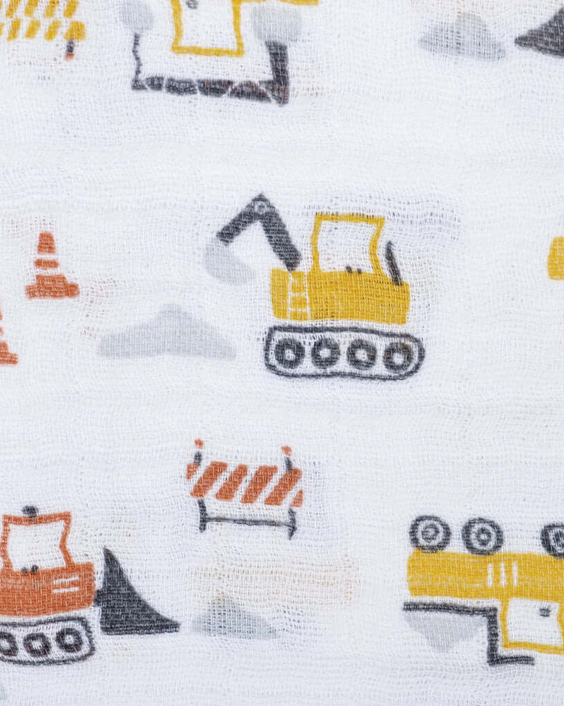 Couverture en mousseline de coton - Camions de construction - Couvertures - Boutique LeoLudo - Perlimpinpin