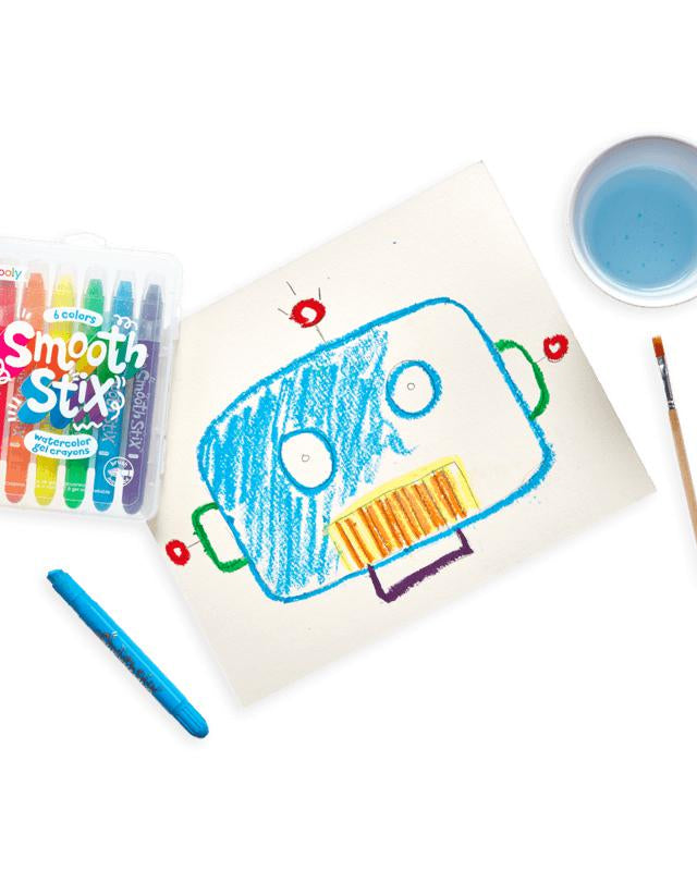 Crayons gel aquarelle Smooth Stix (ensemble de 6 + pinceau) - Art & bricolage - Boutique LeoLudo - OOLY