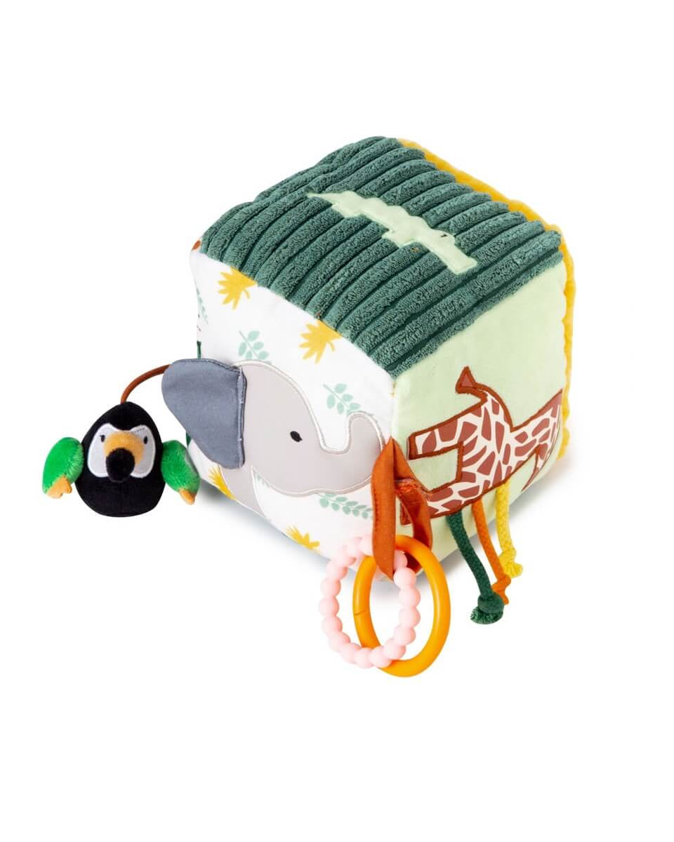 Cube d'activités sensorielles en tissu - Jungle - Jouets d'éveil - Boutique LeoLudo - Little Big Friends