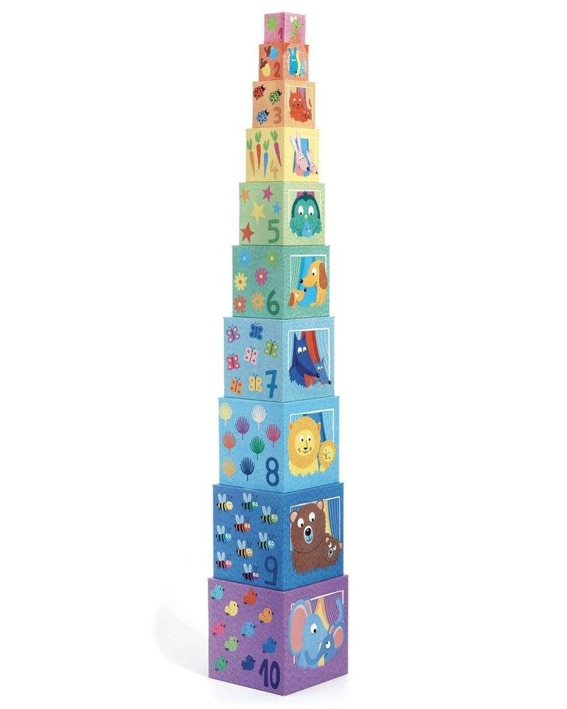 Cubes à empiler arc - en - ciel - Jouets à trier & empiler - Boutique LeoLudo - Djeco