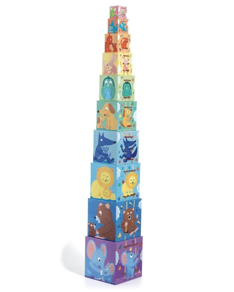 Cubes à empiler arc - en - ciel - Jouets à trier & empiler - Boutique LeoLudo - Djeco
