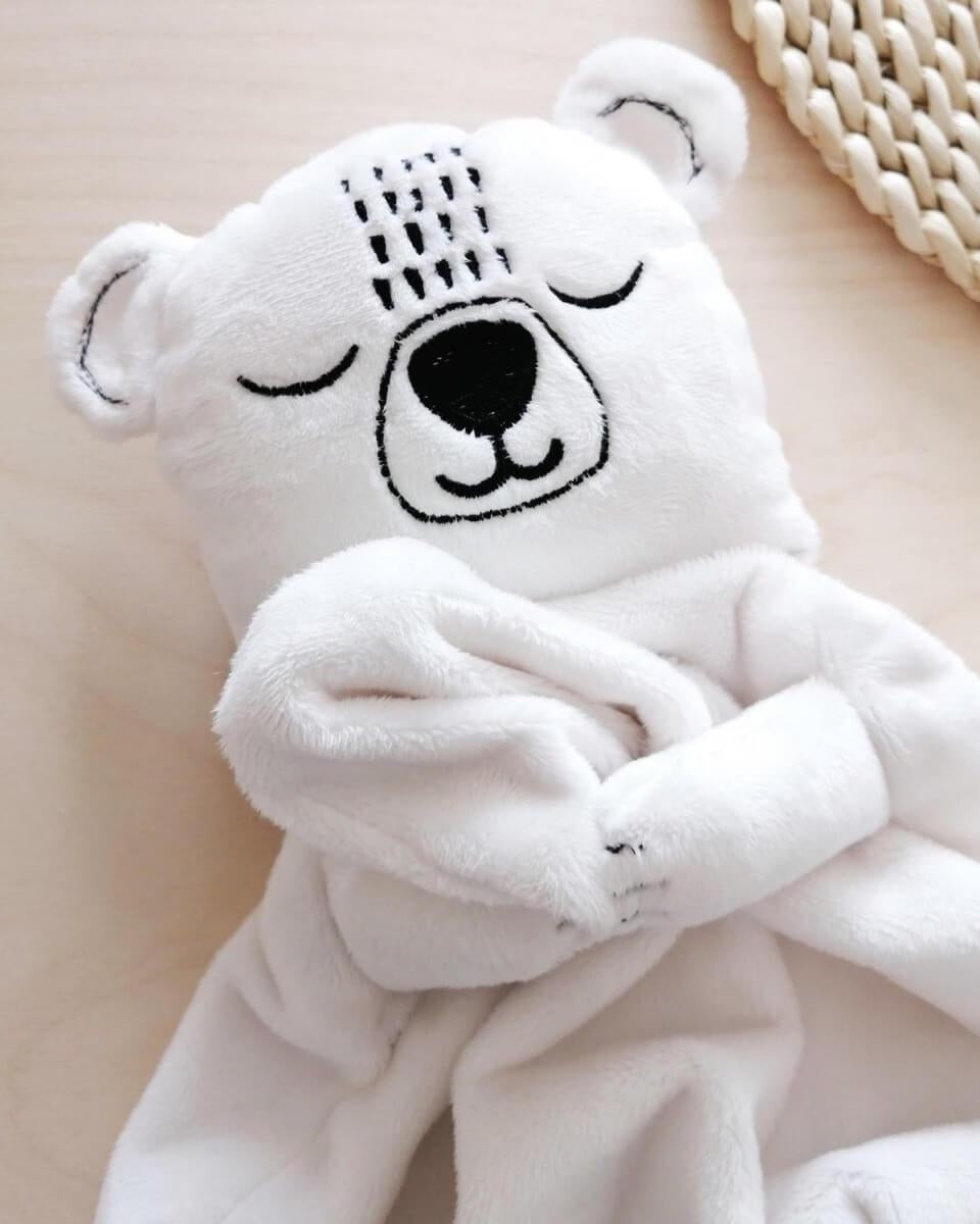 Doudou - Boris l'ours polaire -Peluches- Boutique LeoLudo-Veille sur toi