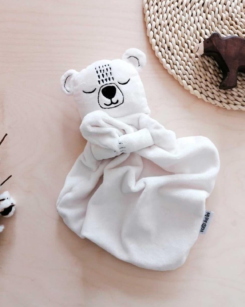 Doudou - Boris l'ours polaire -Peluches- Boutique LeoLudo-Veille sur toi