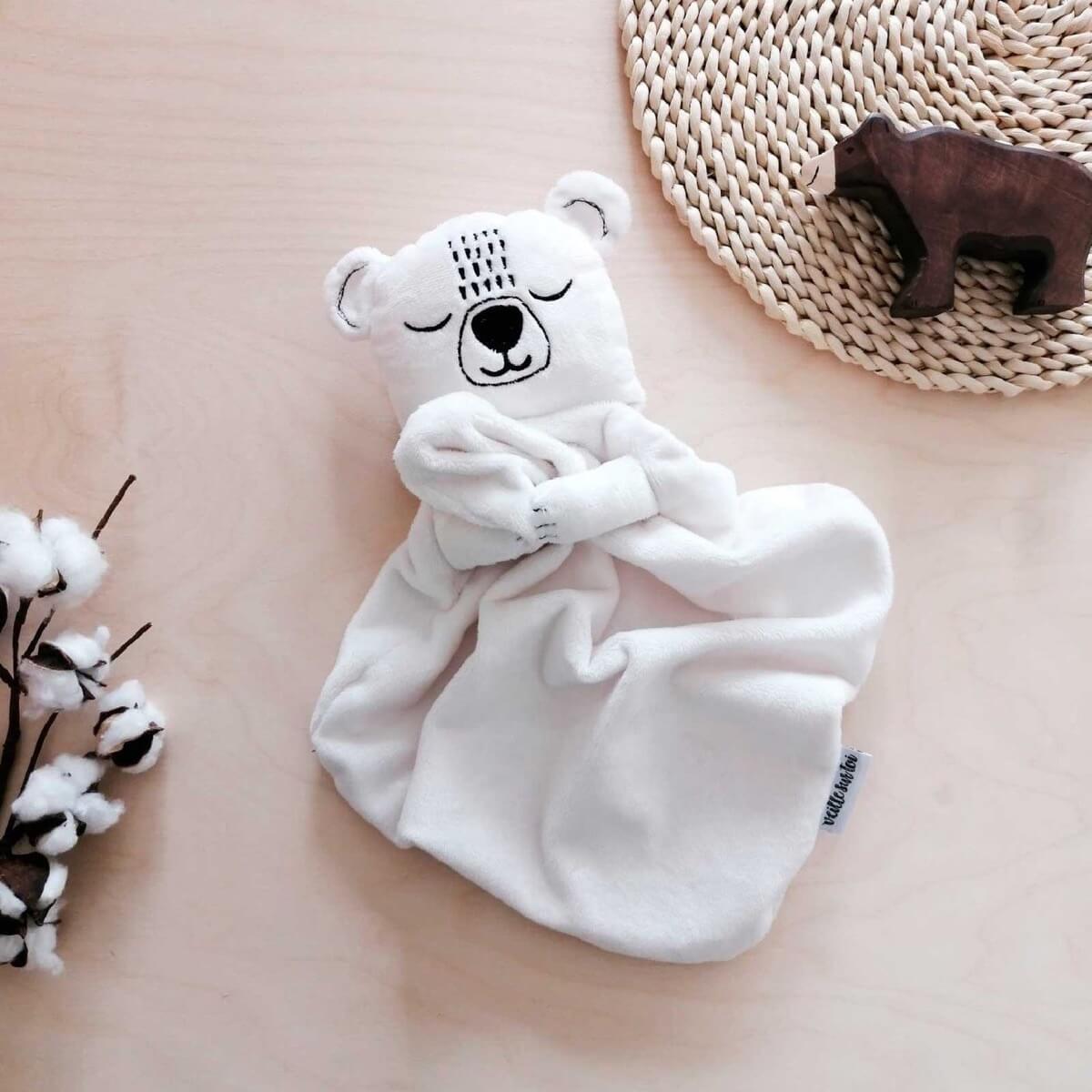 Doudou - Boris l'ours polaire-Veille sur toi-Boutique LeoLudo