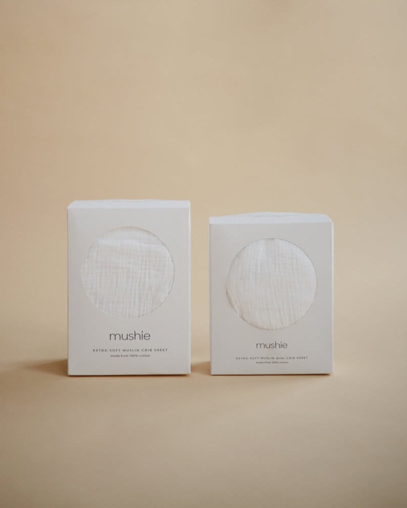 Drap contour de lit de bébé en mousseline - Blanc - Literie - Boutique LeoLudo - Mushie