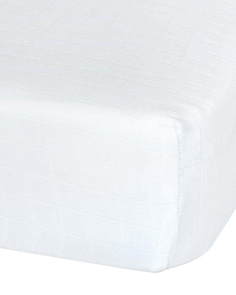 Drap contour en mousseline de coton - Blanc - Literie - Boutique LeoLudo - Perlimpinpin