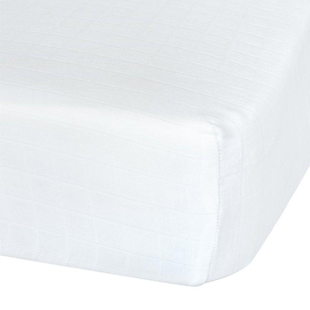 Drap contour en mousseline de coton - Blanc - Literie - Boutique LeoLudo - Perlimpinpin