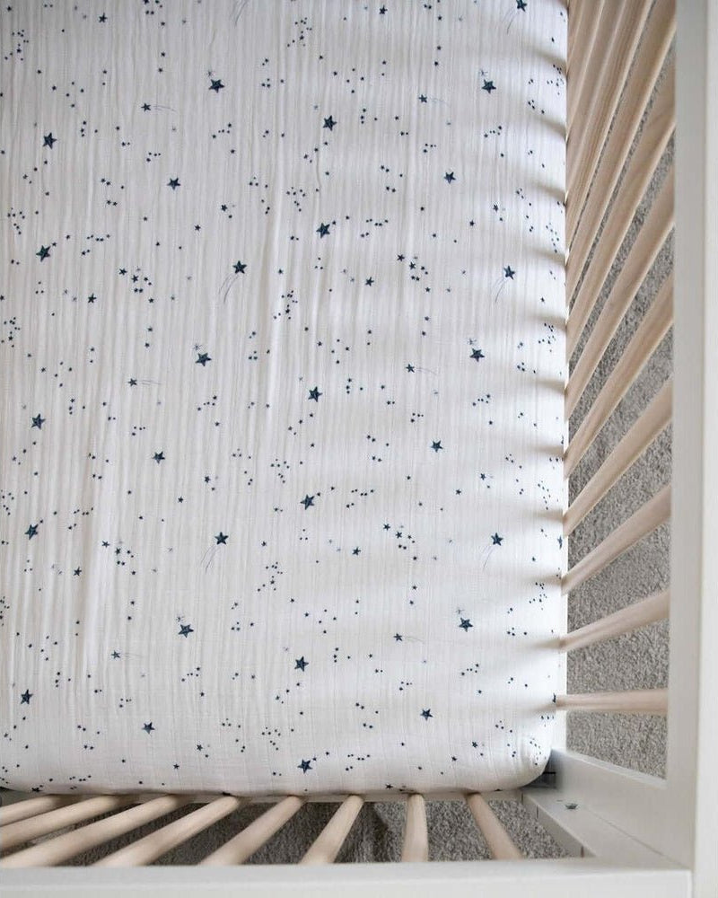 Drap contour en mousseline pour lit de bébé - Shooting Stars - Literie - Boutique LeoLudo - Little Unicorn