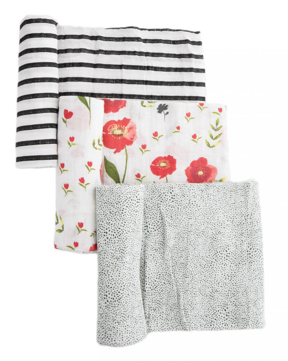 Ensemble de 3 couvertures en mousseline de coton - Summer Poppy 2 - Couvertures - Boutique LeoLudo - Little Unicorn