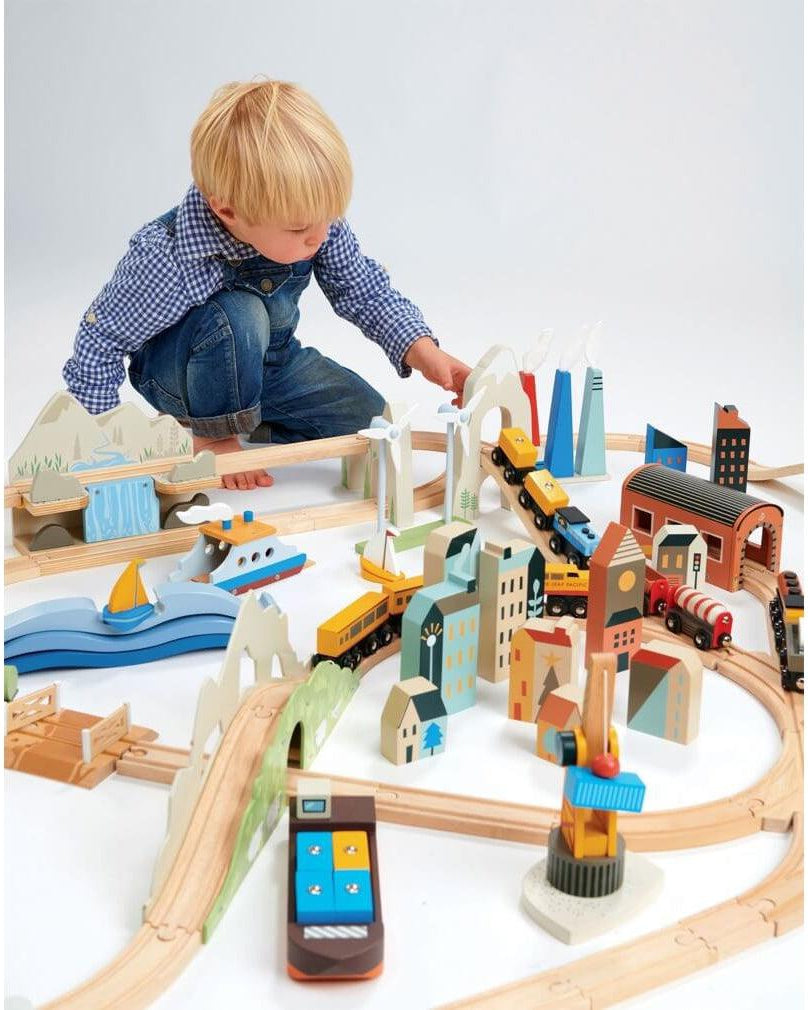Ensemble de trains Mountain View (115 pcs) -Ensembles de jeu- Boutique LeoLudo-Tender Leaf Toys