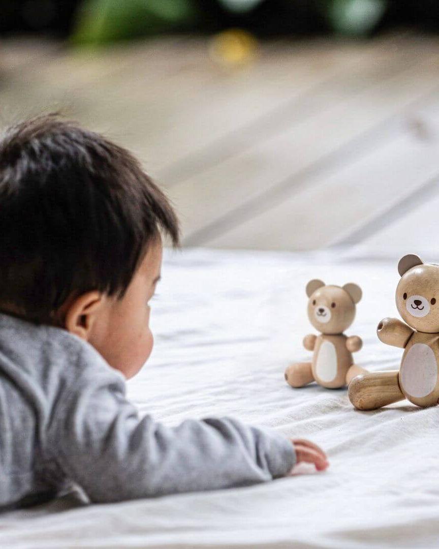 Figurines en bois - Maman ours et ourson articulés -Figurines- Boutique LeoLudo-Plan Toys