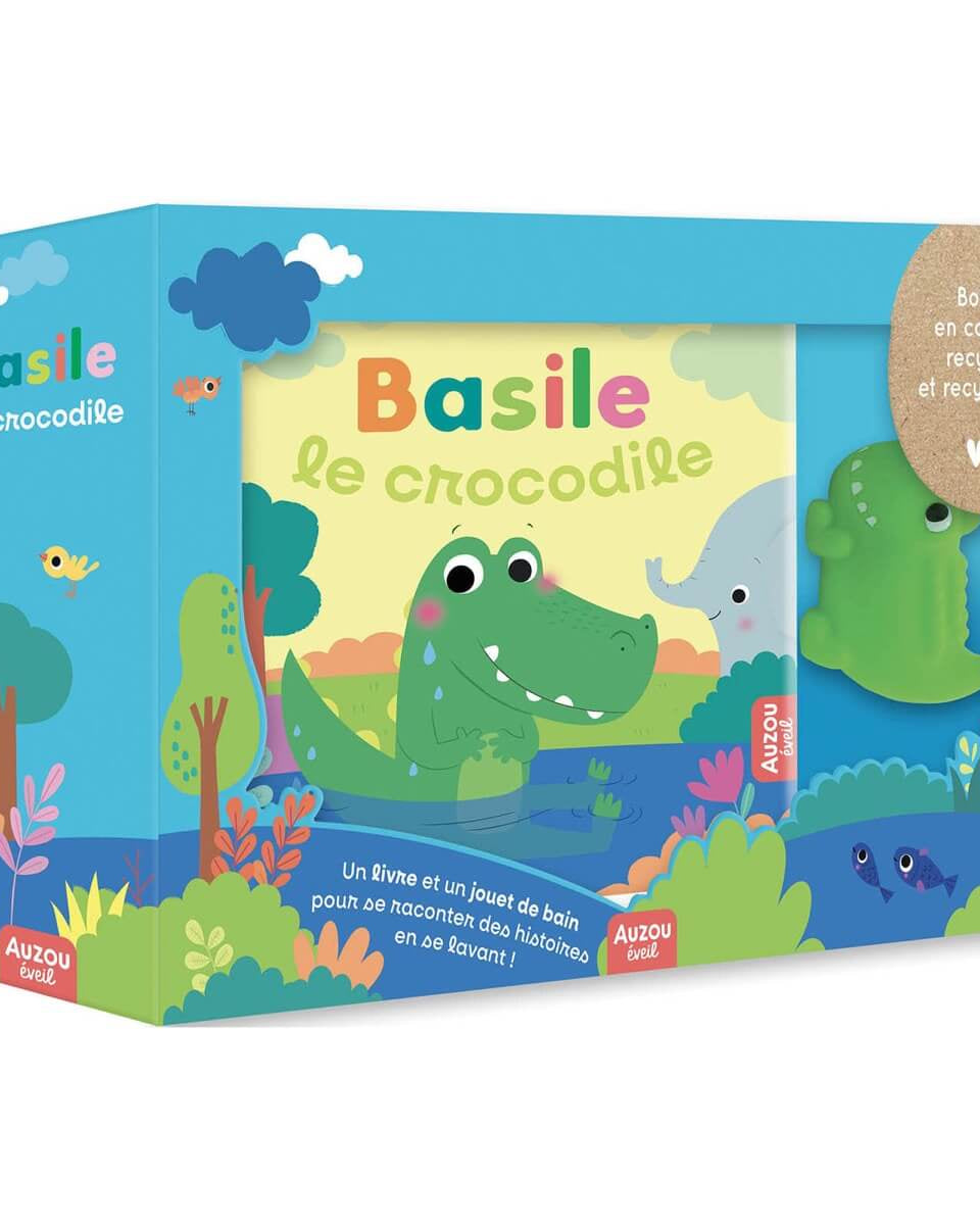 Livre + jouet de bain Basile le crocodile - Jouets de bain - Boutique LeoLudo - Auzou