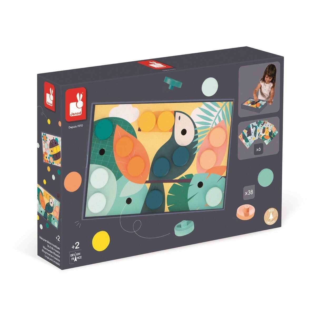 Mes premières mosaïques d'animaux - Jeux de motricité fine - Boutique LeoLudo - Janod