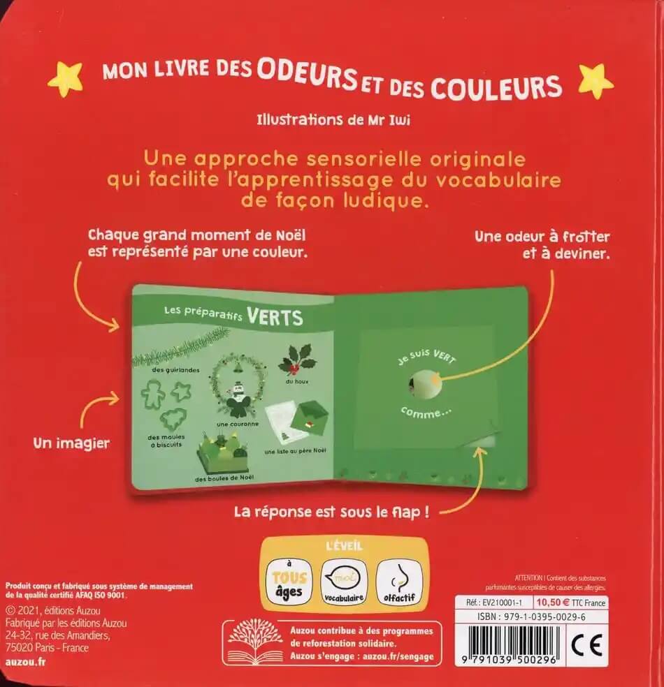 Mon livre des odeurs et des couleurs de Noël -Livres d'éveil- Boutique LeoLudo-Auzou