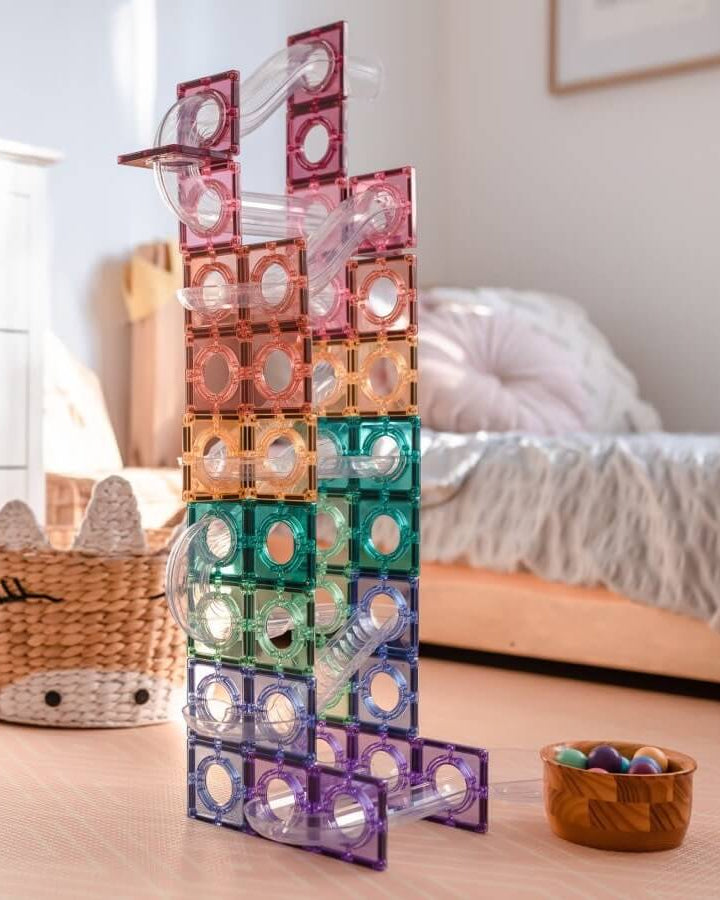 Parcours de balle Pastel Connetix (106 pcs) - Jeux de construction - Boutique LeoLudo - Connetix