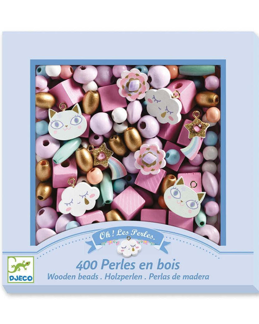 Perles en bois à enfiler - Arc - en - ciel (400 pcs) - Jeux de motricité fine - Boutique LeoLudo - Djeco