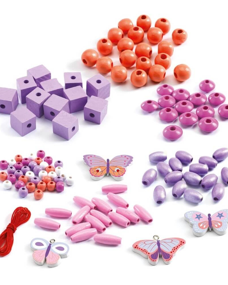 Perles en bois - Papillons (450 pcs) - Jeux de motricité fine - Boutique LeoLudo - Djeco
