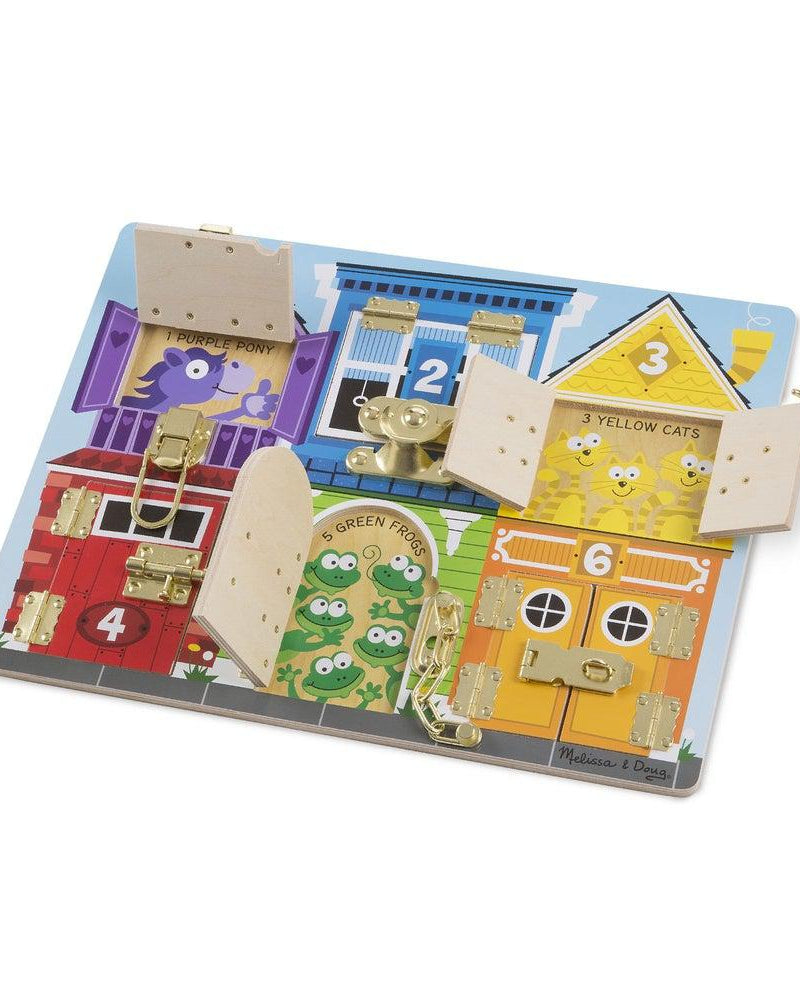 Planche avec portes à serrure - Jeux de motricité fine - Boutique LeoLudo - Melissa & Doug