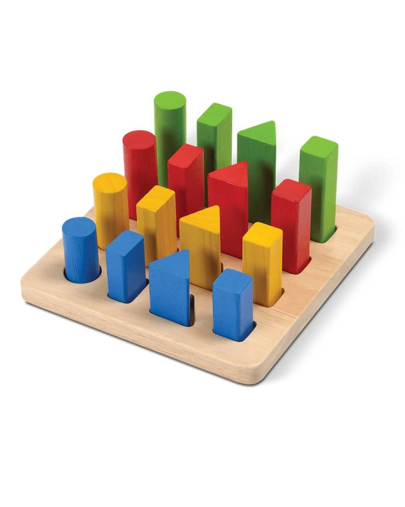 Plateau à chevilles géométrique - Jouets à trier & empiler - Boutique LeoLudo - Plan Toys
