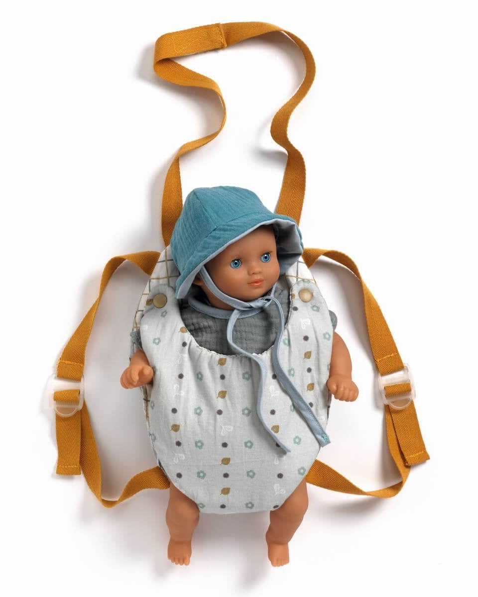Porte - bébé Blue Gray pour poupée Pomea - Accessoires poupée - Boutique LeoLudo - Djeco