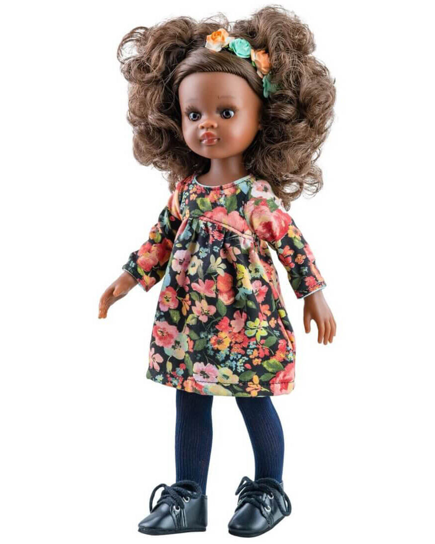 Poupée Las Amigas - Nora en robe noire fleurie - Poupées - Boutique LeoLudo - Paola Reina
