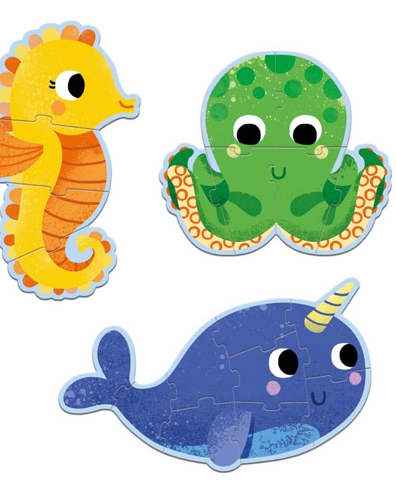 Primo puzzle - Dans la mer (4, 6, 9 mcx) - Casse - têtes - Boutique LeoLudo - Djeco