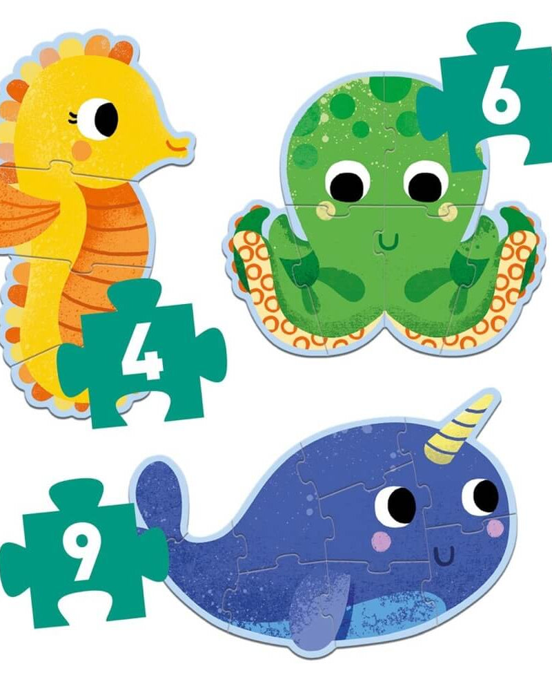 Primo puzzle - Dans la mer (4, 6, 9 mcx) - Casse - têtes - Boutique LeoLudo - Djeco