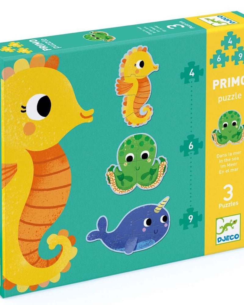 Primo puzzle - Dans la mer (4, 6, 9 mcx) - Casse - têtes - Boutique LeoLudo - Djeco