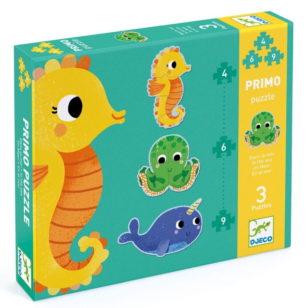 Primo puzzle - Dans la mer (4, 6, 9 mcx) - Casse - têtes - Boutique LeoLudo - Djeco