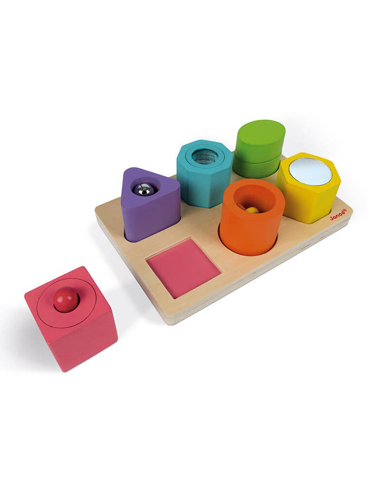 Puzzle 6 cubes sensoriels en bois Iwood - Jouets d'éveil - Boutique LeoLudo - Janod